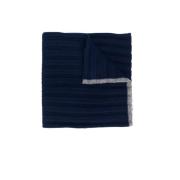 Marineblå Ribbet Kasjmir Tørklæde