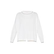Hvid Sweater med Lurex Indsatser
