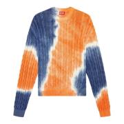 Tie-dye jumper in cable-knit cotton