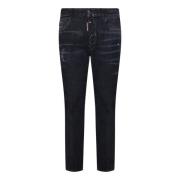 Sort Slim-Fit Brugt-Vask Denim Jeans