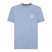 Blå Bomuldst-shirt med Logo Print