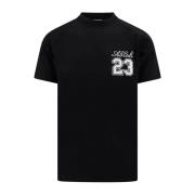 Sort SS24 T-shirt med Logo Broderi