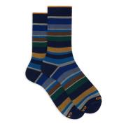 Italienske korte sokker med multifarvede striber