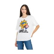 Casual-chic bomuld T-shirt med logo print