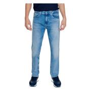 Blå Bomuld-Lycra Herre Jeans