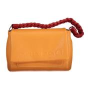 Orange Polyurethan Håndtaske med Aftagelige Stropper