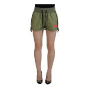 Army Green Bomuldssnor Shorts