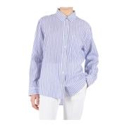 Blå Stribet Skjorte Klassisk Stil