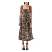 Leopard Print Midi Kjole