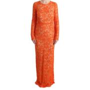 Orange Floral Ricamo Sheath Kjole