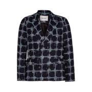 Navy Cube Print Blazer