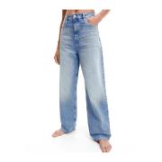 Moderne Afslappet Pasform Højtaljede Jeans