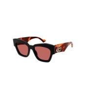 Cat-eye solbriller i sort/orange/rød skildpadde