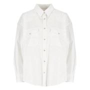 Studded Hvid Bomuldsskjorte med Krave