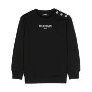 Sort Logo Print Sweater med Crew Neck