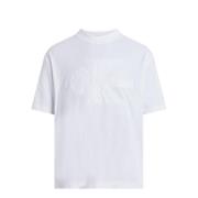 Hvid Bomuldsblanding Herre T-shirt