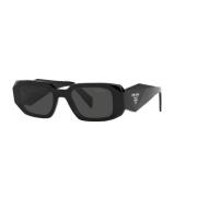 Firkantede solbriller i sort med grå linser