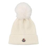 Hvid Pom-Pom Beanie Hat