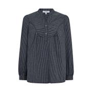 Stribet V-hals Bluse