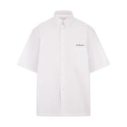 Hvid Boxy Fit Skjorte med Broderet Signatur