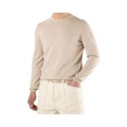 Beige Sweater med Ribbed Trims