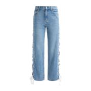 Blå Lace-Up Cropped Jeans