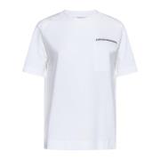 Hvid Bomulds T-shirt med Monile Pynt