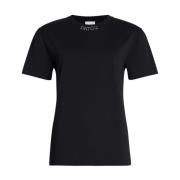 Sort Logo-Broderet Crew Neck T-Shirt