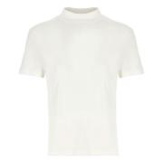 Ivory Bomuld T-shirt med Relief Logo