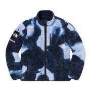 Bleget Denim Print Fleece Jakke