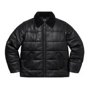 Shearling Krave Læder Puffy Jakke