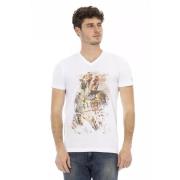 Elegant V-hals T-shirt med frontprint