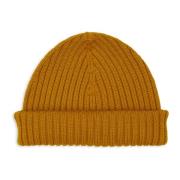 Gul Ribstrikket Beanie Hat