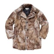 Patchwork Faux Fur Coat Brown