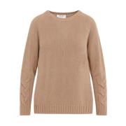 Elegant Nude Sweater Cable-Knit AW24