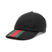 Sort Uld Lærred Web-Stripe Hat