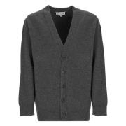 Grå Uld V-Hals Cardigan Sweater