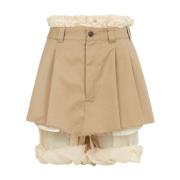 Beige Lagdelte Shorts Frynsekant