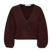 Brun Puce Melange Cardigan Sweater