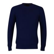 Blå Crew-Neck Rain Wool Sweater