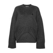 Grå Uld-Kashmir Sweater Ribstrik