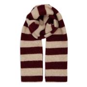 Burgundy Alpaca Wool Scarf To-Farvede Striber