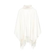 Hvid Uld Cashmere Poncho Cape