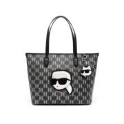 Monogram Tote Taske Sort Hvid Faux