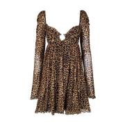 Leopard Print V-Neck Kjole