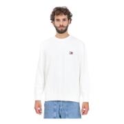 Hvid Crewneck Sweater Casual Efterår Vinter