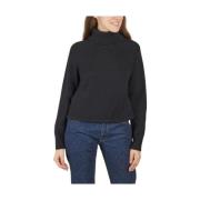 Høj Krave Ribstrikket Sweater