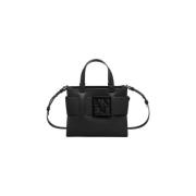 Sort Tote Taske med Metal Logo