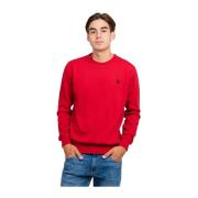 Herre Sweater Rød Rund Hals