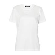 Hvid Bomuld Jersey T-shirt med Perledetaljer